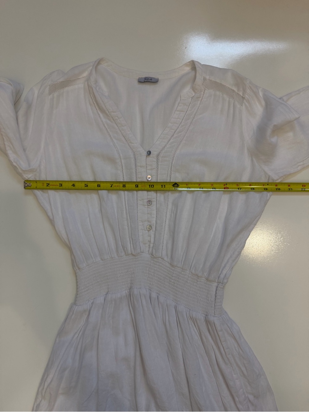 Rails Jasmine White Linen Blend Smocked Waist Mini Dress S - Picture 5 of 10